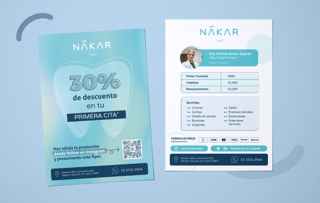 Diseño de flyer promocional de Náker, por Graycat Design Studio