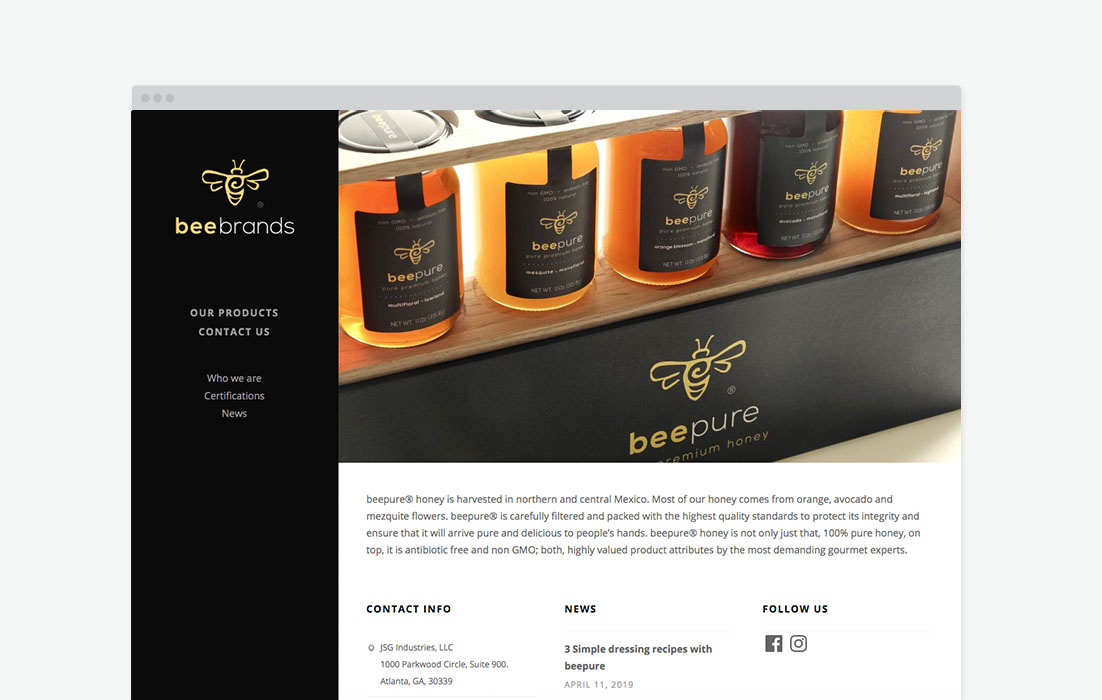 Diseño web de Beepure, por Graycat Design Studio